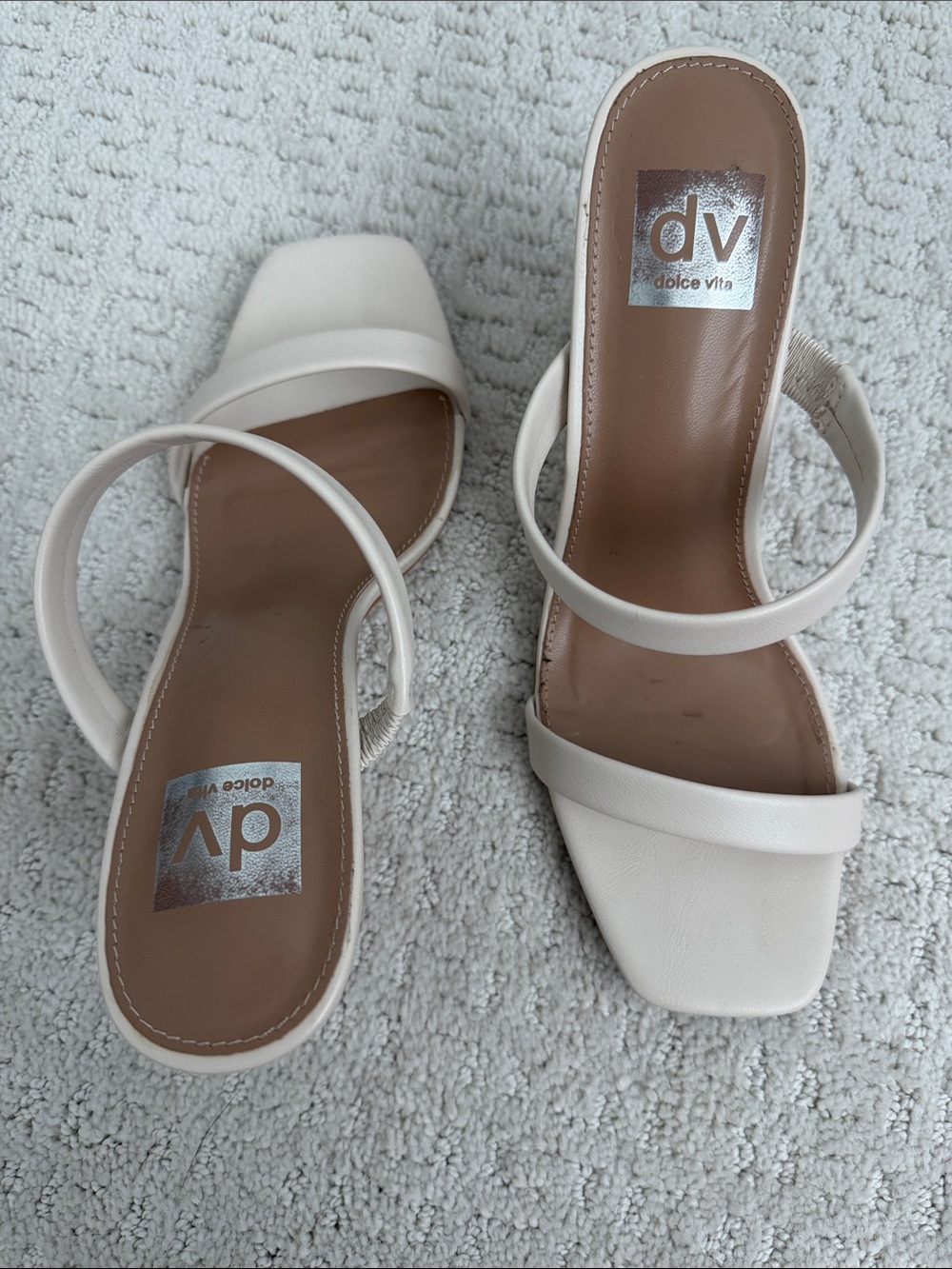 Dolce Vita Cream Double-Strap Square-Toe Mules